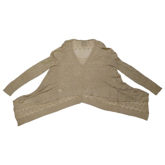 Romeo & Juliet Couture Open-Knit Shawl Sweater Oversized Beige Tan Women's Med - Picture 6 of 9